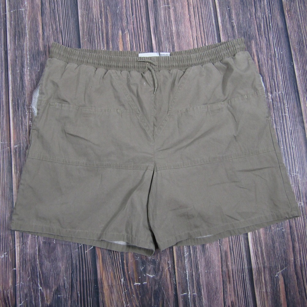 Pacific Scene Mens Large Green Lined Chino Shorts Drawstring Beach Walk‎ Summer